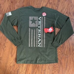 NWT's Rags of‎ Honor Veterans Men's Sz M Green Long Sleeve T-Shirt Crewneck USA